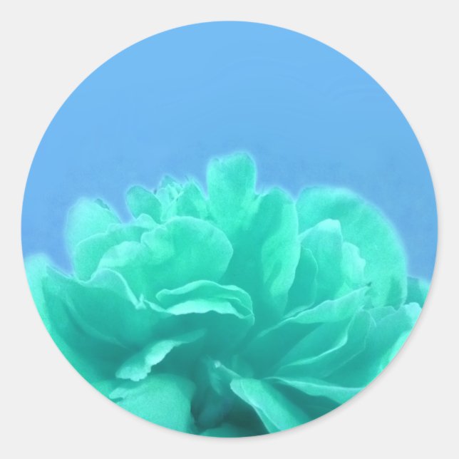 Colourful Blue Green Floral Classic Round Sticker (Front)