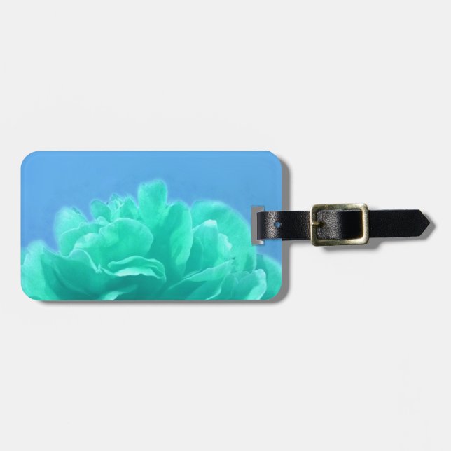 Colourful Blue Green Floral Luggage Tag (Front Horizontal)