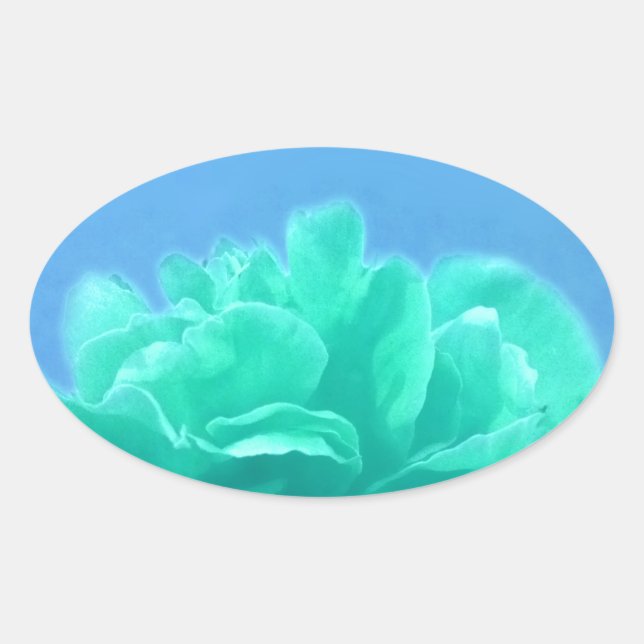 Colourful Blue Green Floral Oval Sticker (Front)