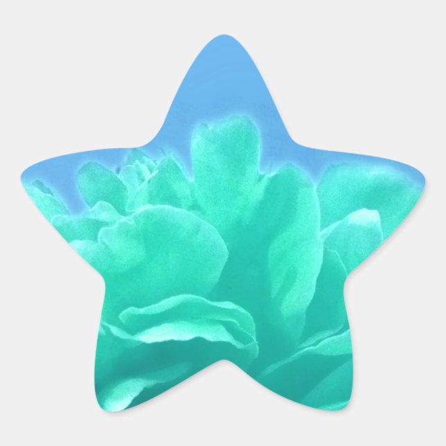 Colourful Blue Green Floral Star Sticker (Front)