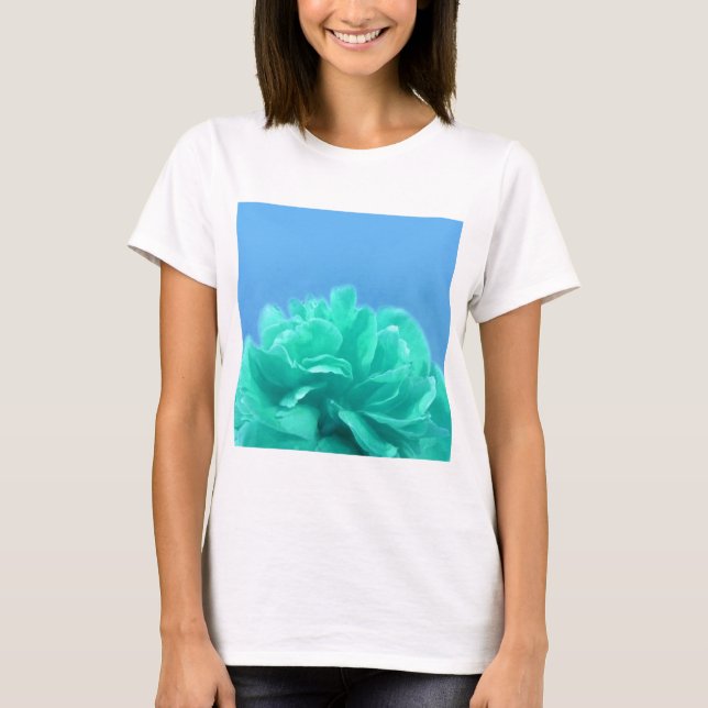 Colourful Blue Green Floral T-Shirt (Front)