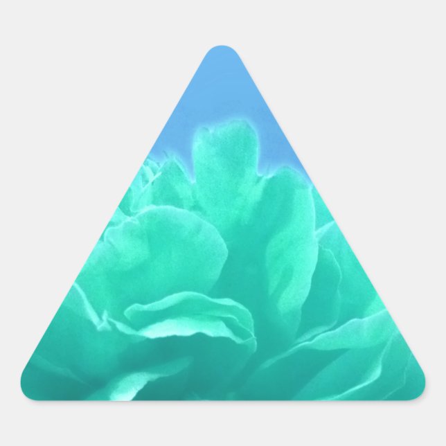 Colourful Blue Green Floral Triangle Sticker (Front)