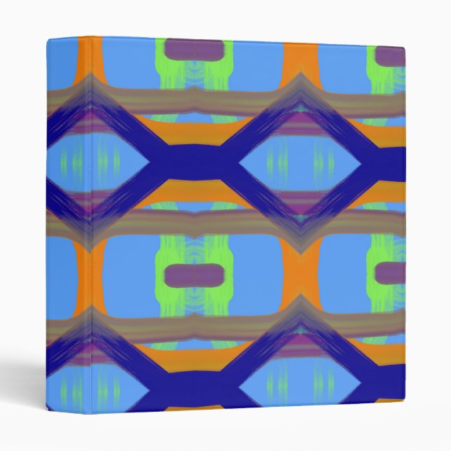 Colourful Blue Green Orange Customized Art Pattern Binder (Front/Spine)