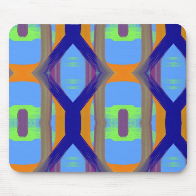 Colourful Blue Green Orange Customized Art Pattern Mouse Pad (Front)