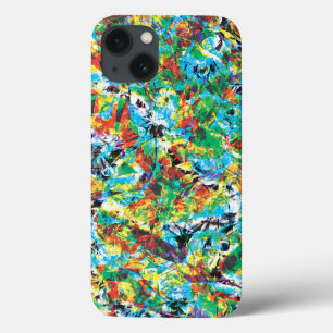 Colourful blue green spring flower pattern art iPhone 13 case