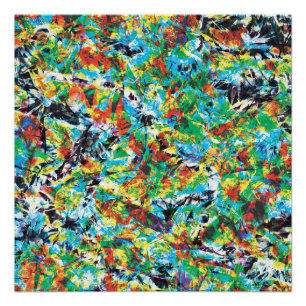 Colourful blue green spring flower pattern art poster