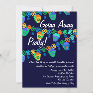 Colourful Blue Lanterns Going Away Party Invitatio Invitation