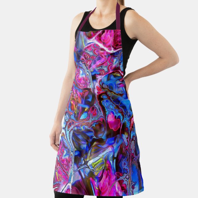 Colourful Blue Magenta and Yellow Swirl Apron (Insitu)
