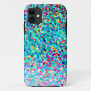 Colourful Blue Multicolored Abstract Art Pattern iPhone 11 Case