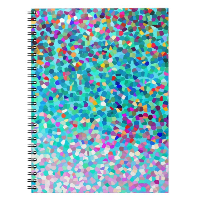 Colourful Blue Multicolored Abstract Art Pattern Notebook (Front)