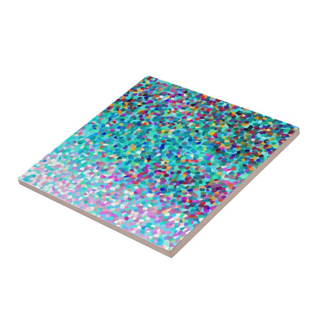 Colourful Blue Multicolored Abstract Art Pattern Tile (Side)