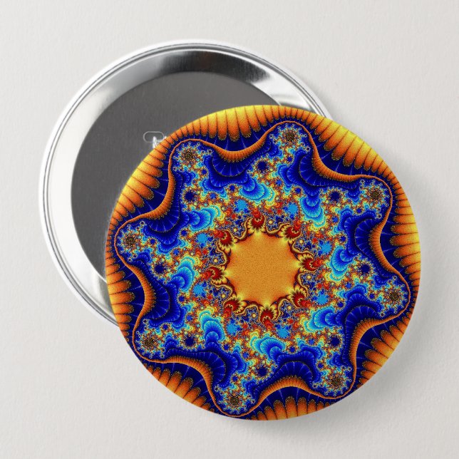 Colourful Blue, Orange and Yellow 4 Inch Round Button (Front & Back)