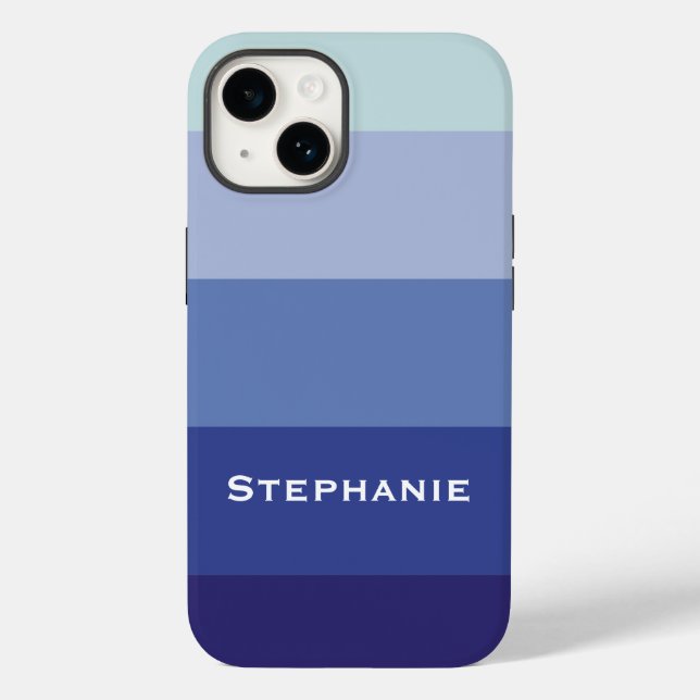 Colourful Blue Palette Abstract Stripes Custom Nam Case-Mate iPhone Case (Back)