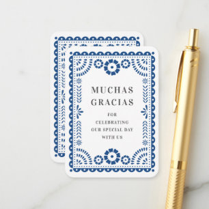 Colourful Blue Papel Picado Wedding Favour Tag Enclosure Card