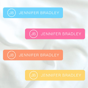 Colourful Blue Pink Monogram Personalized Name