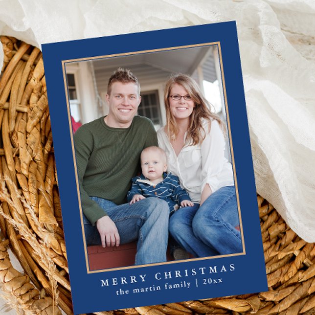 Colourful Blue Plaid Pattern Christmas Holiday Card (Creator Uploaded)