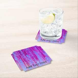 Colourful Blue, Purple and Pink Abstract Art Paper Coaster