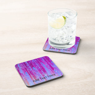 Colourful Blue, Purple, Pink Abstract Art Coaster