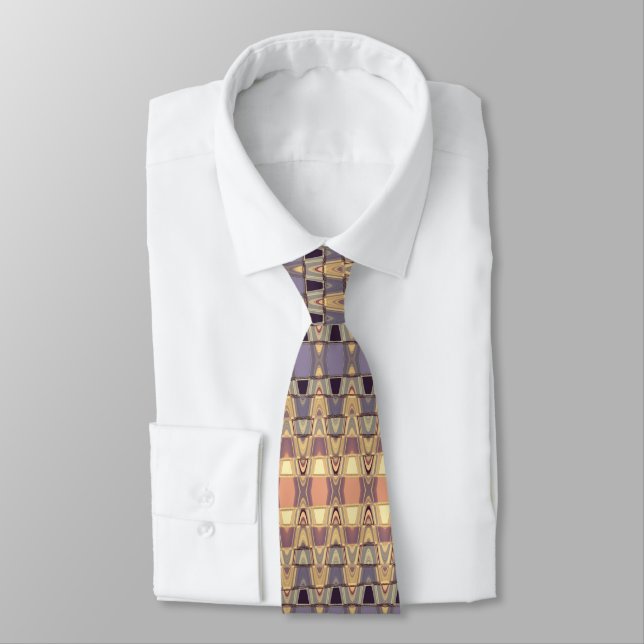 Colourful Blue Purple Sine Waves Pattern Neck Tie (Tied)