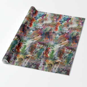 Colourful Blue Red White Marble Pattern Wrapping Paper