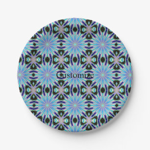 Colourful blue stars design   paper plate