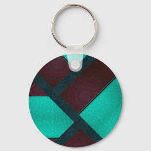 Colourful Blue Stitched Patchwork leather Keychain