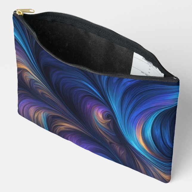 Colourful Blue Swirl Pattern Accessory Pouch (Open)