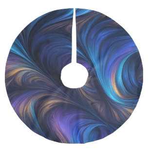 Colourful Blue Swirl Pattern Brushed Polyester Tree Skirt