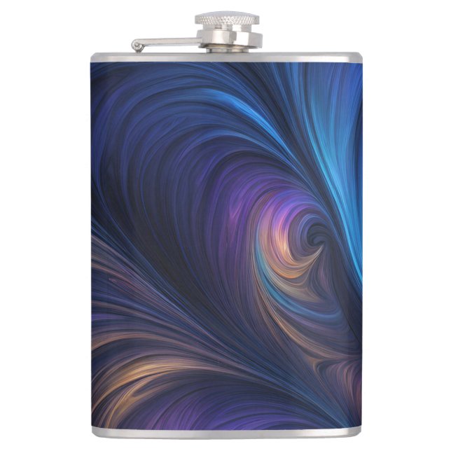 Colourful Blue Swirl Pattern Hip Flask (Front)