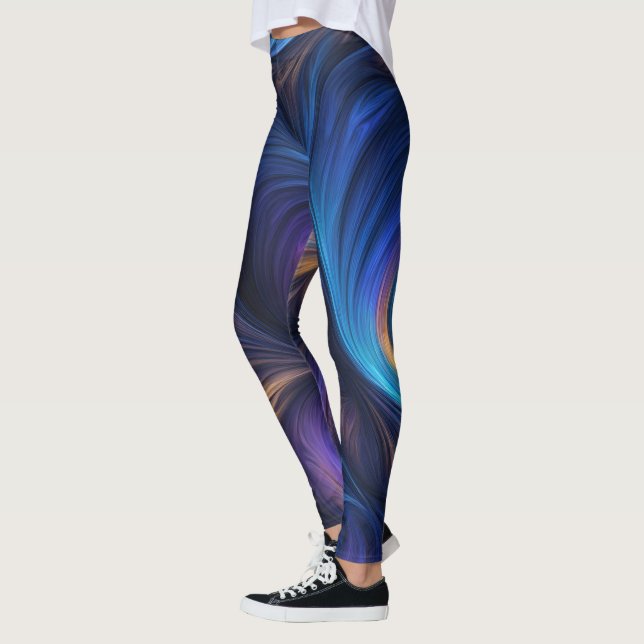 Colourful Blue Swirl Pattern Leggings (Left)