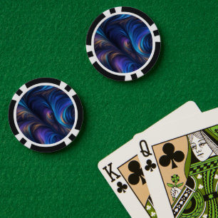 Colourful Blue Swirl Pattern Poker Chips