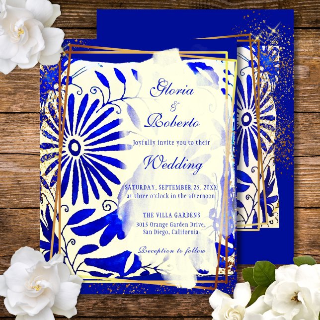 Colourful Blue Talavera Mexican Wedding Invitation (Creator Uploaded)