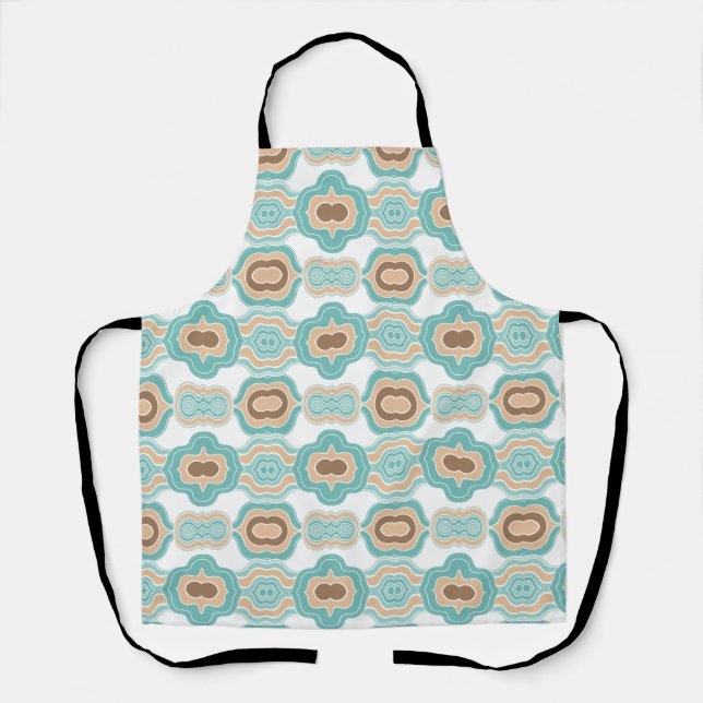 Colourful blue/tan/brown medallion apron (Front)