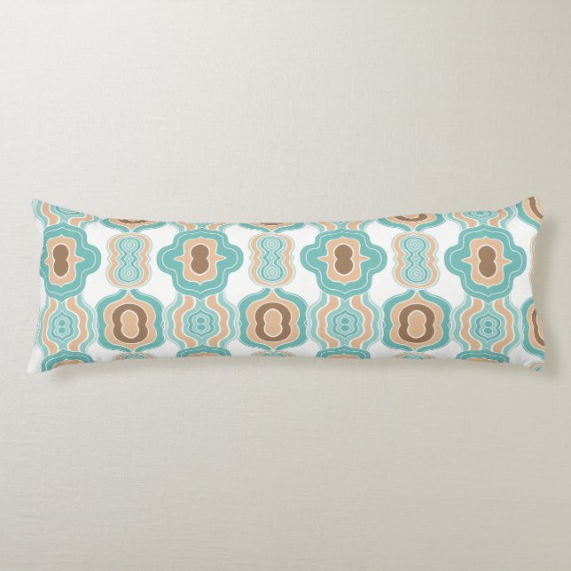 Colourful blue/tan/brown medallion body pillow (Front)