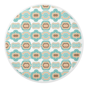 Colourful blue/tan/brown medallion ceramic knob