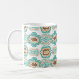 Colourful blue/tan/brown medallion coffee mug