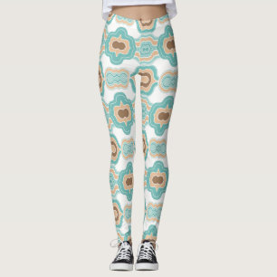 colourful blue/tan/brown medallion leggings