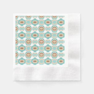 Colourful blue/tan/brown medallion napkin
