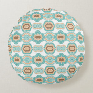 colourful blue/tan/brown medallion round pillow