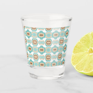 Colourful blue/tan/brown medallion shot glass