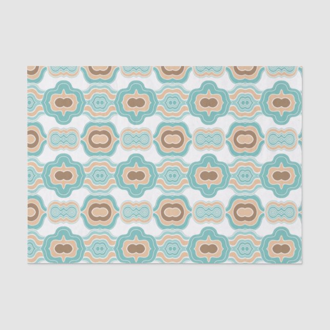 Colourful blue/tan/brown medallion tissue paper (Front)