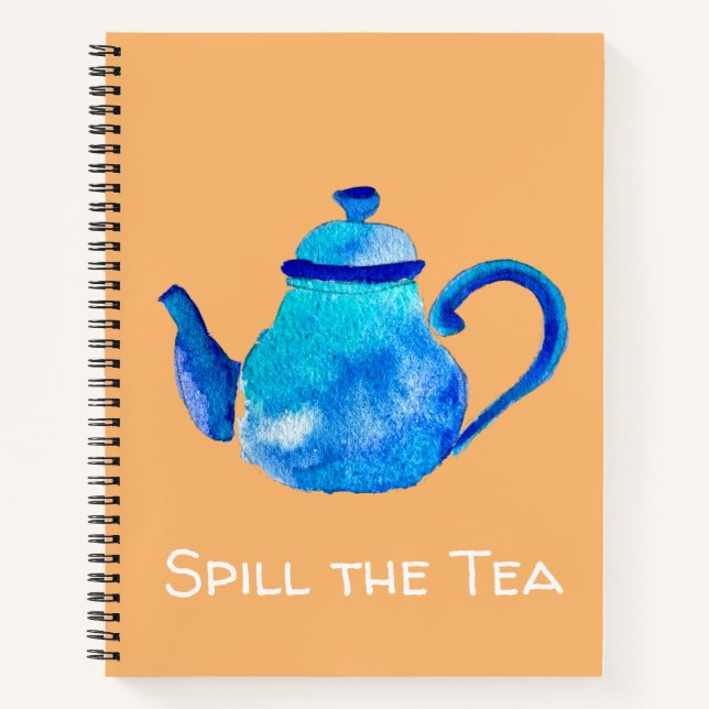 Colourful blue teapot watercolor notebook (Front)