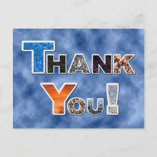 Colourful Blue Thank You postcard