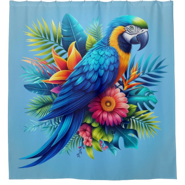 Colourful, blue tropical macaw  (Front)