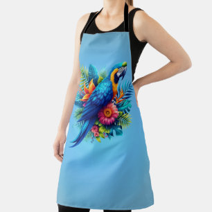 Colourful, blue tropical macaw  apron