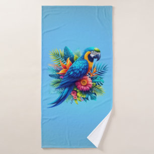 Colourful, blue tropical macaw  bath towel