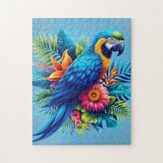 Colourful, blue tropical macaw  jigsaw puzzle (Vertical)