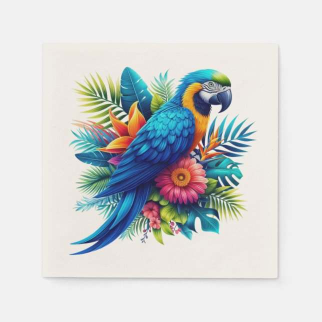 Colourful, blue tropical macaw  napkin (Front)