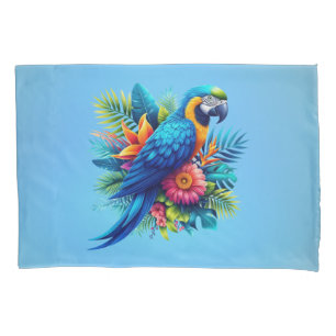 Colourful, blue tropical macaw  pillowcase