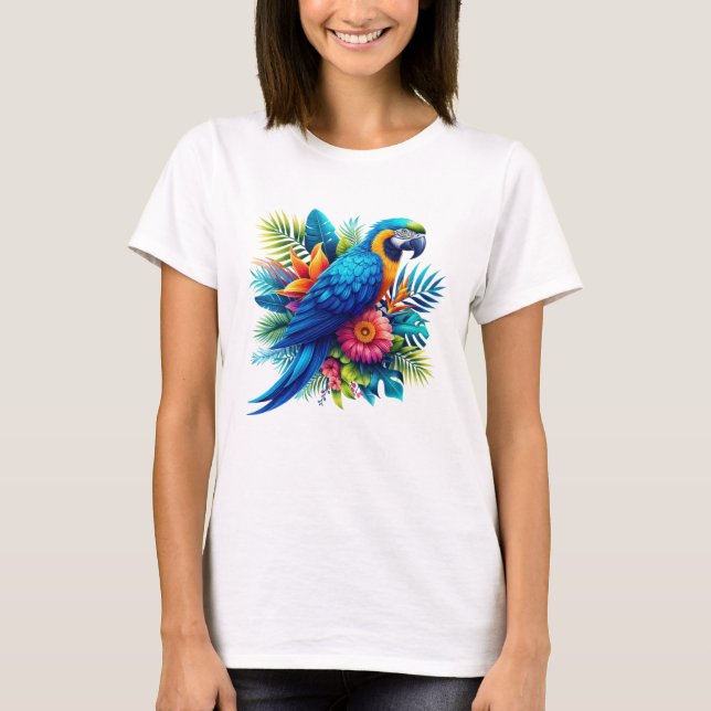 Colourful, blue tropical macaw  T-Shirt (Front)